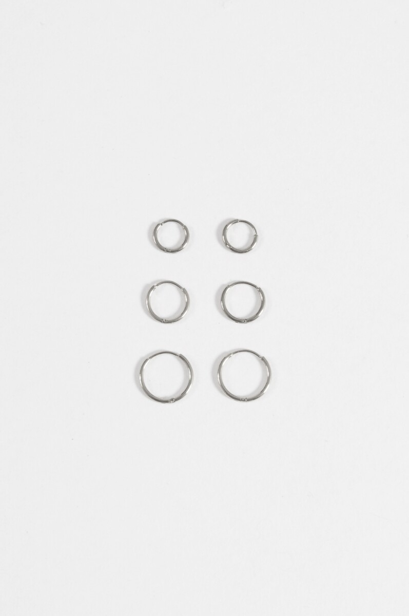 Set de 3 aros de acero finos - plateado 