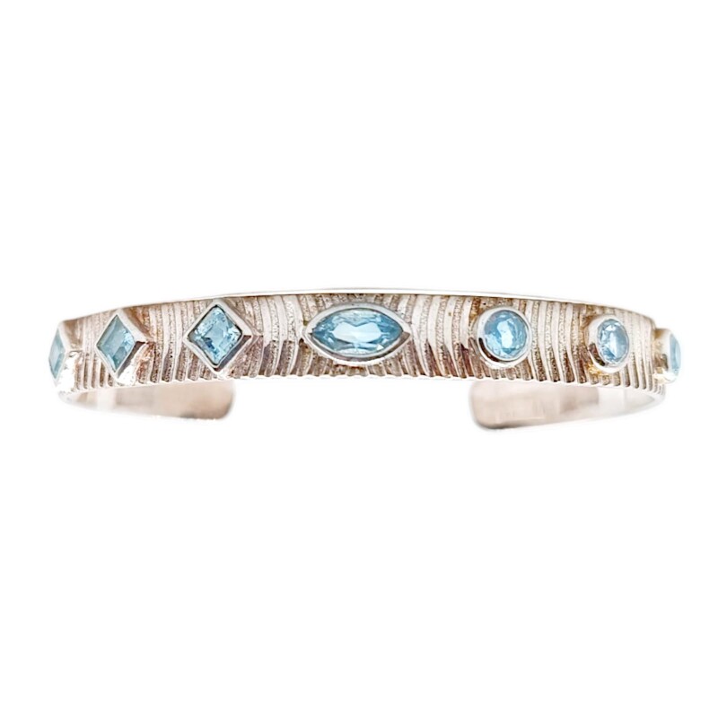 Brazalete "Pune" silver topacio azul-BR2014 conpiedra