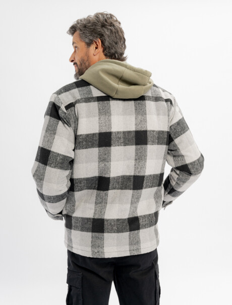 Sobrecamisa cuadros de sherpa gris