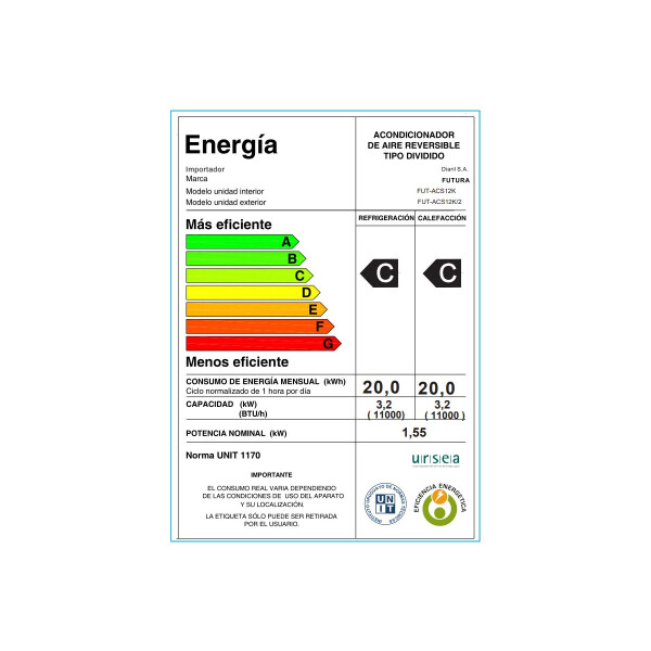 Aire Acondicionado Futura Fut-acs12k AIRE ACONDICIONADO FUTURA 12000BTU GAS