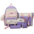 Set Mochila Impermeable Kawaii Estilo Coreano 5 Piezas Variante Color Violeta