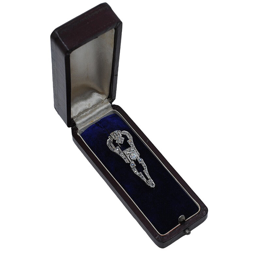 Pincho Antiguo Art Deco En Oro 18K, Brillantes Y Diamantes Pincho Antiguo Art Deco En Oro 18K, Brillantes Y Diamantes