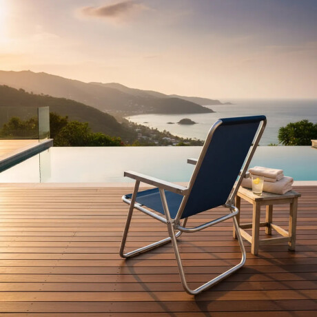 Reposera Silla Alta Plegable en Aluminio Conforto Total Mor Azul Marino