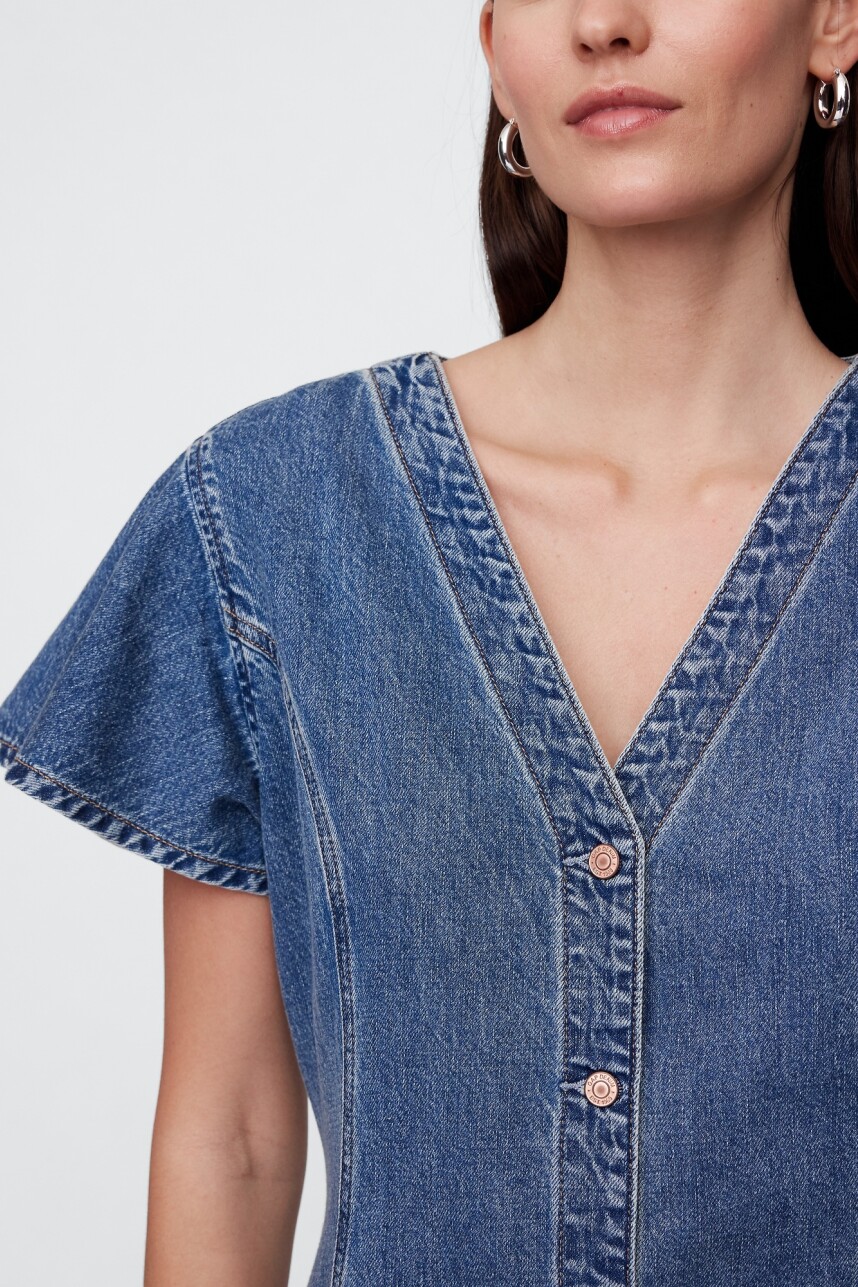 Vestido Con Botones Mujer Medium Indigo 15