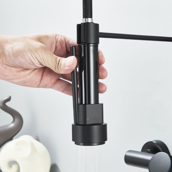 MEZCLADORA DE PARED PARA COCINA DOBLE PICO CHEF - NEGRA MEZCLADORA DE PARED PARA COCINA DOBLE PICO CHEF - NEGRA