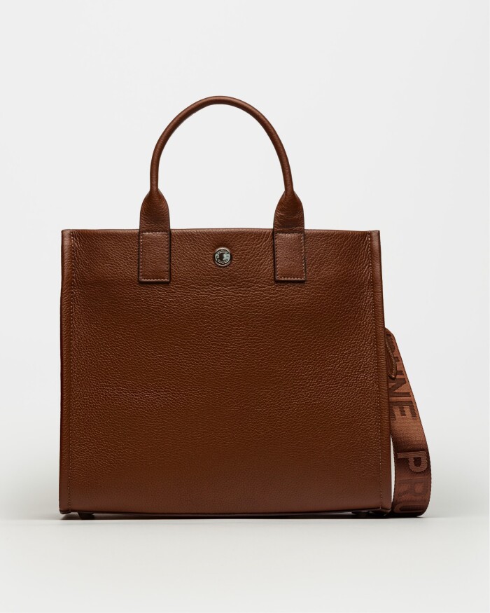 Cartera de Mano Carpi En Cuero Graneado Tabaco