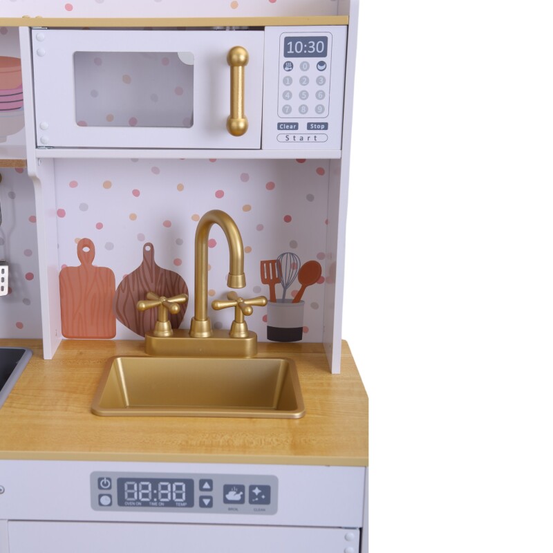 Cocina de Madera Grande Retro Blanco y dorado Cocina de Madera Grande Retro Blanco y dorado