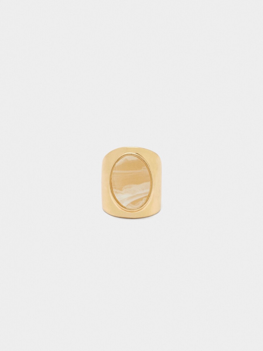 Anillo Ancho Con Detalle Ovalado - beige 