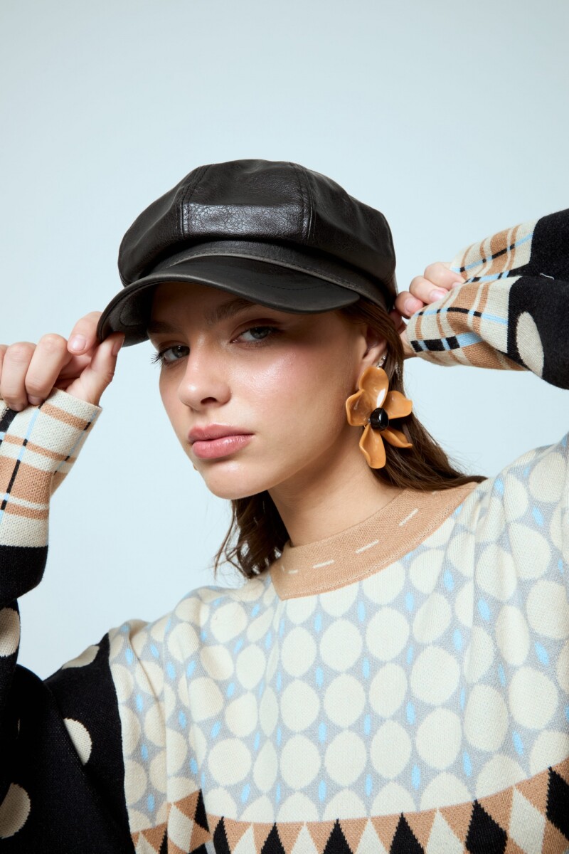 Boina cap cuero vegano - negro 