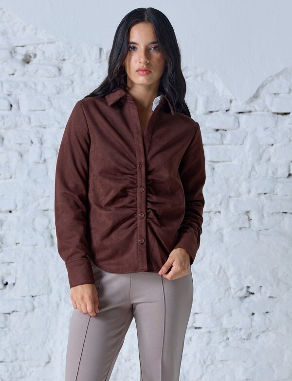 Camisa Suede Frunce MARRON