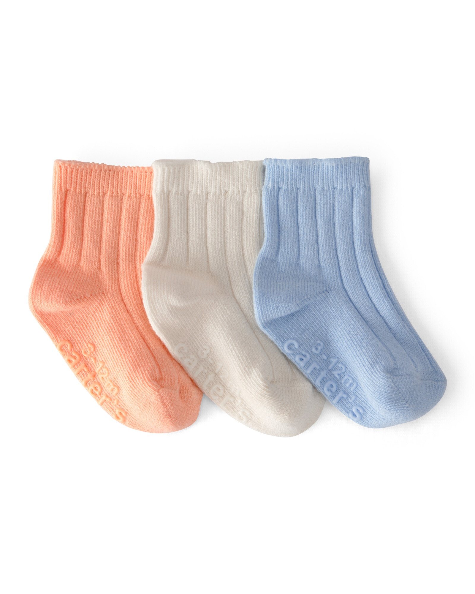 Pack tres pares de medias tobilleras de algodón, azul, crema y naranja Sin color