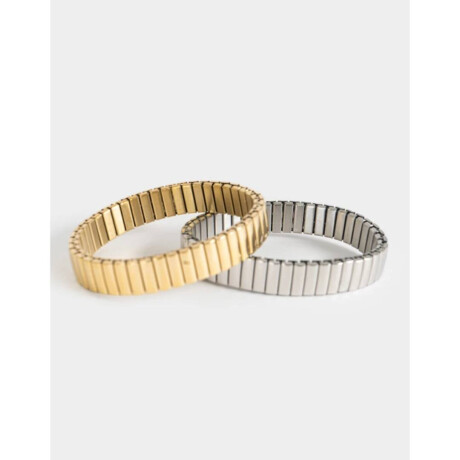 Pulseras Elásticas Sets Premium Silver Combinacion Bicolor