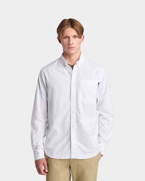 Camisa Oxford Manga Larga Hombre White Yd
