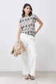 Blusa frente estampada beige