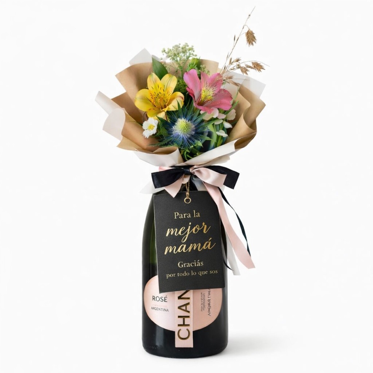 Gracias Mamá- Premium Chandon con ramo 