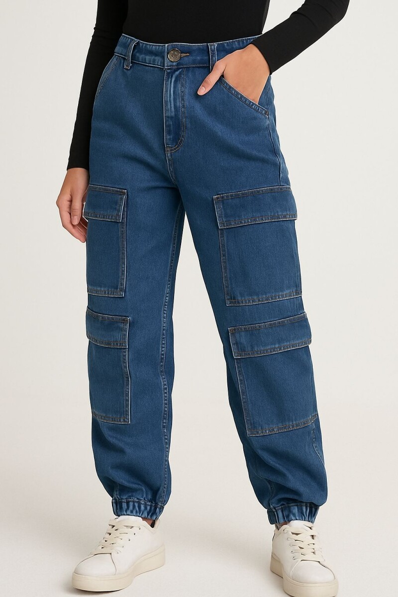 Jean Baggy Cargo 4 bolsillos - Azul 