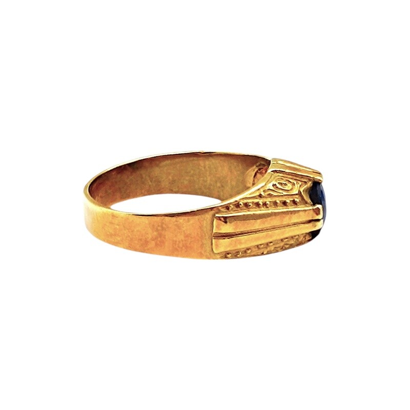 Anillo Labrado-Oro Bajo-Piedra Zafiro-AN8113 conpiedra