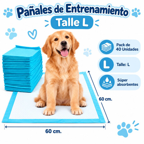 Pañales de Entrenamiento para Mascotas Talle L 40 Unidades Celeste