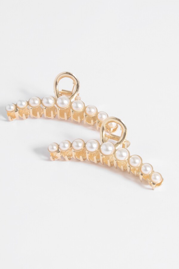 Set de broche detalle perlas crudo