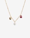 Collares Cortos Metal Collar Multicharm Bañado En Oro - Dorado