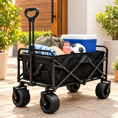 Carro de Playa plegable grande 88x57x99cm Negro