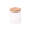 Frasco de vidrio con tapa de madera 8.5x10 cm Frasco De Vidrio Con Tapa De Madera 8.5x10 Cm
