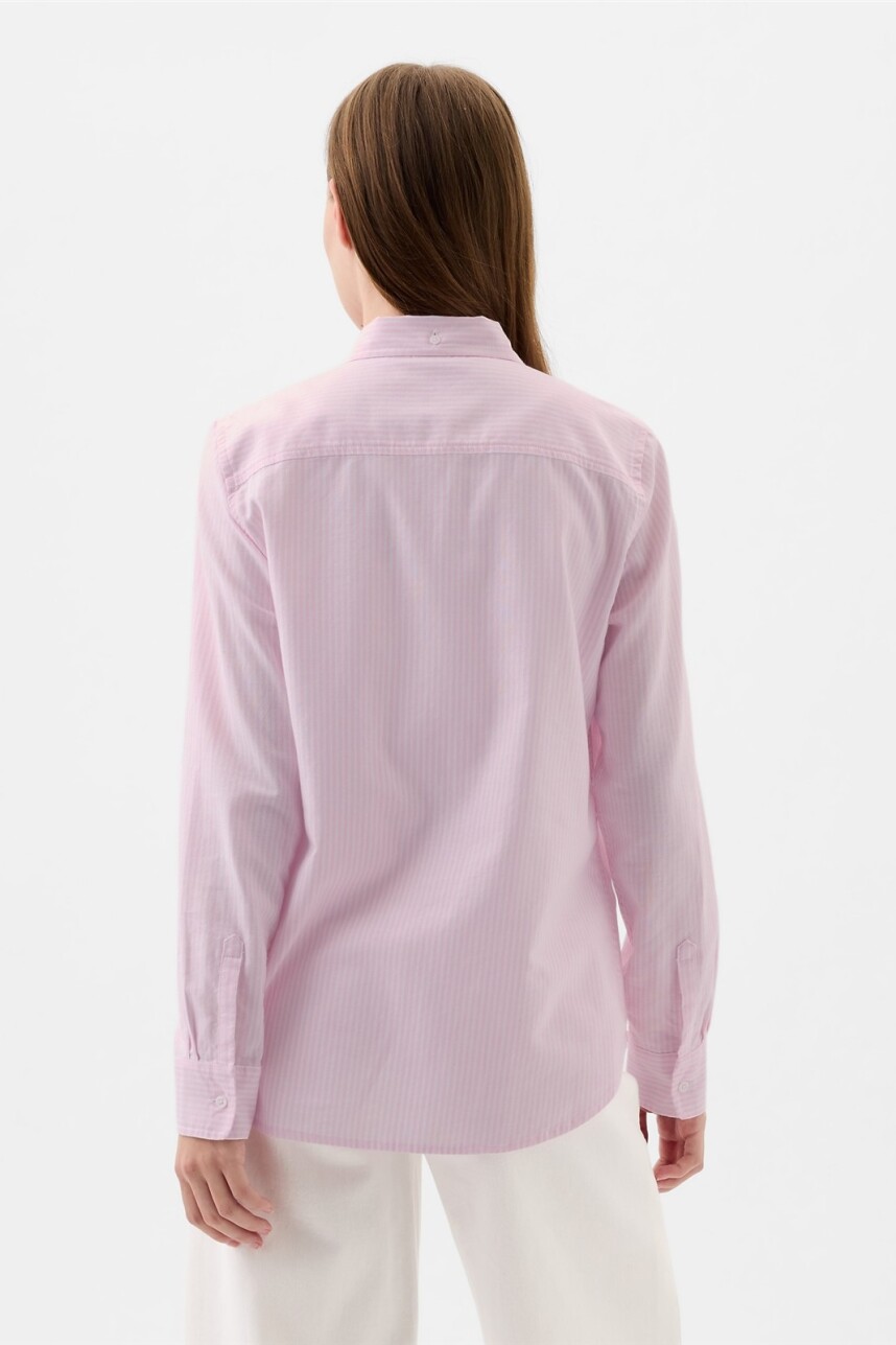 Camisa Con Bolsillo Logo Gap Mujer Pink Stripe 8172-1