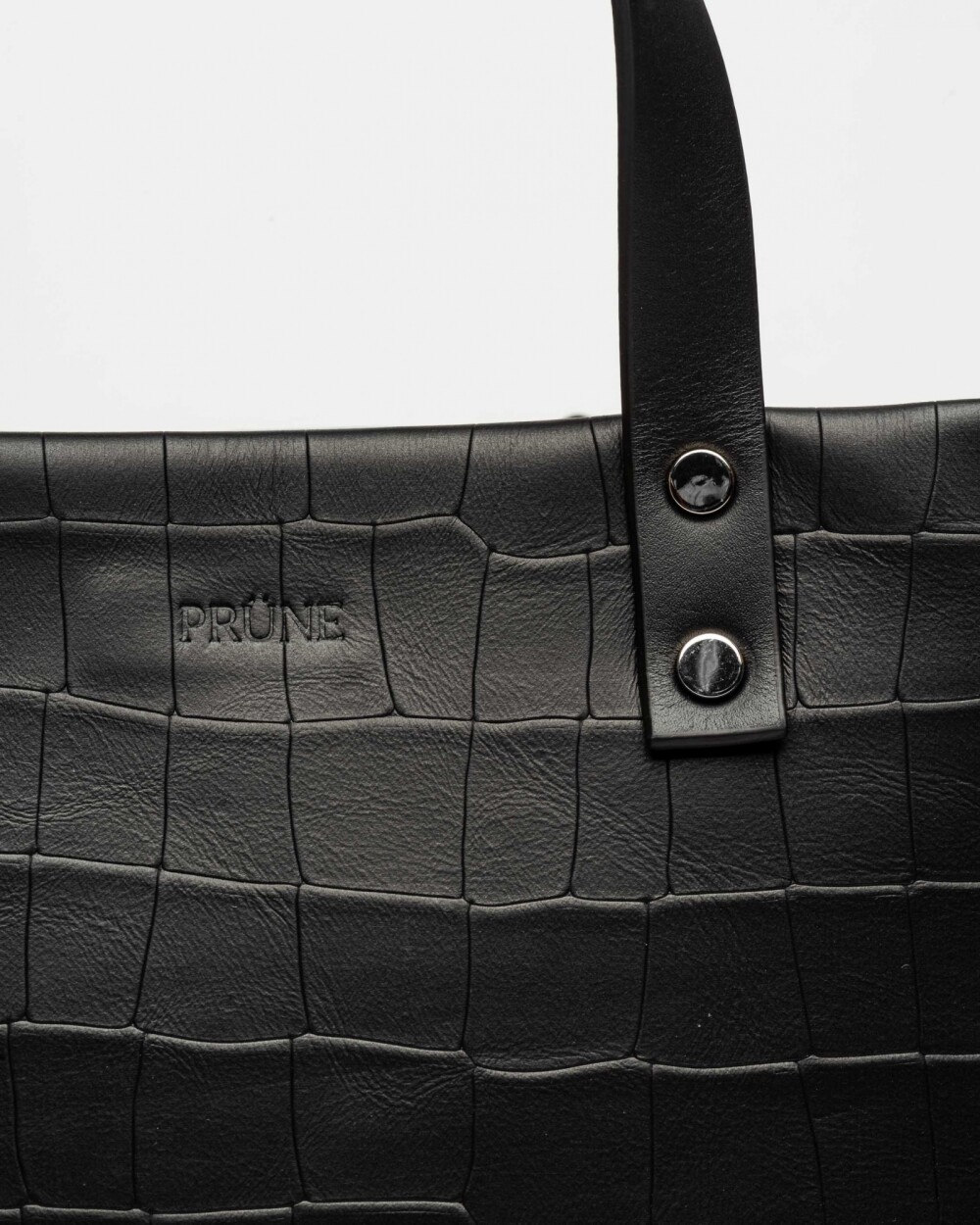 Cartera de mano Capri en cuero grabado croco Negro