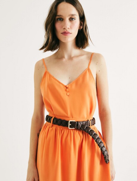 CAMISETA SIN MANGAS REGULAR EN TONO MELOCOTÓN NARANJA