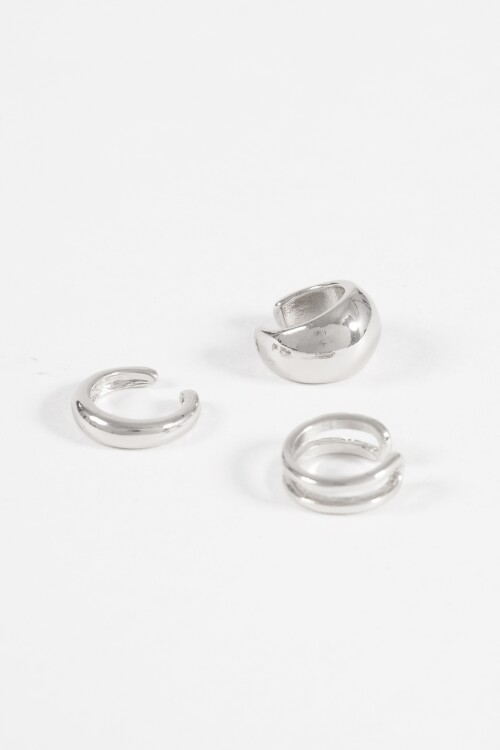 Set earcuff triple bold plateado