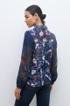 Camisa estampada patchwork floral azul marino