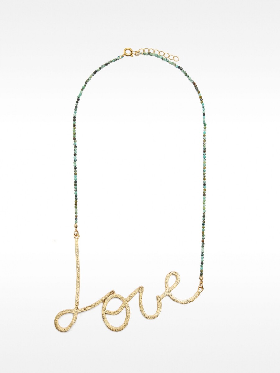 Collar Corto Con Piedras Love dorado