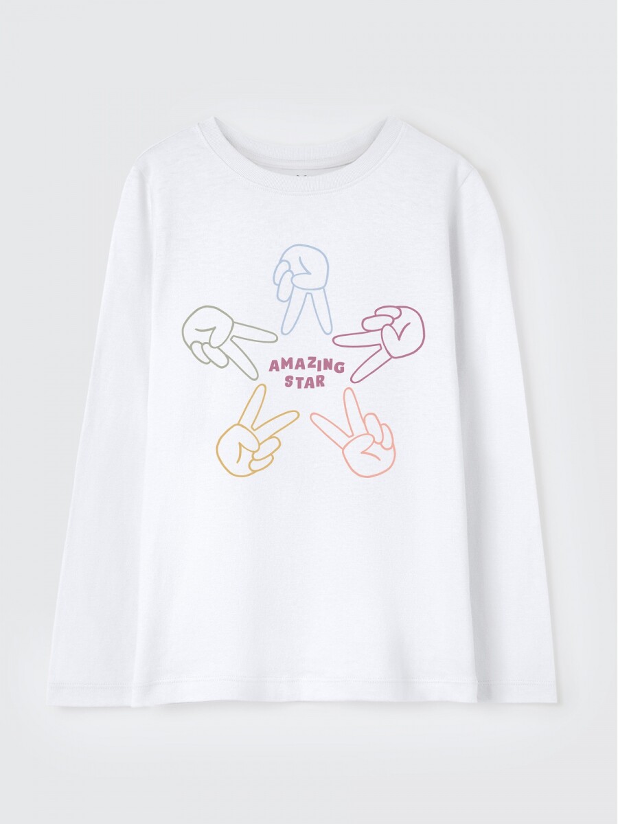 CAMISETA INFANTIL CON ESTAMPA - CREMA 