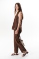PANTALON LINO STRECH MARRON