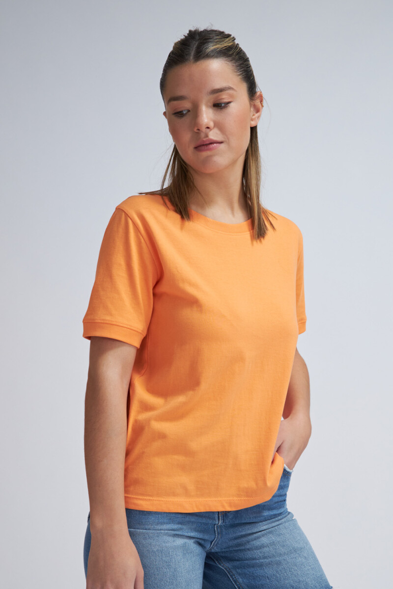 Camiseta manga corta de rib con puño - Naranja 