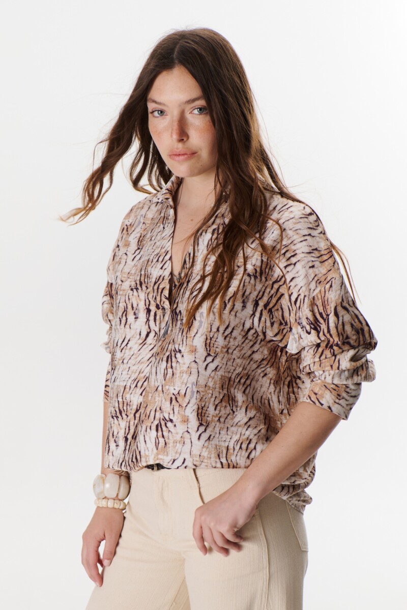 BLUSA HANNA ANIMAL BEIGE