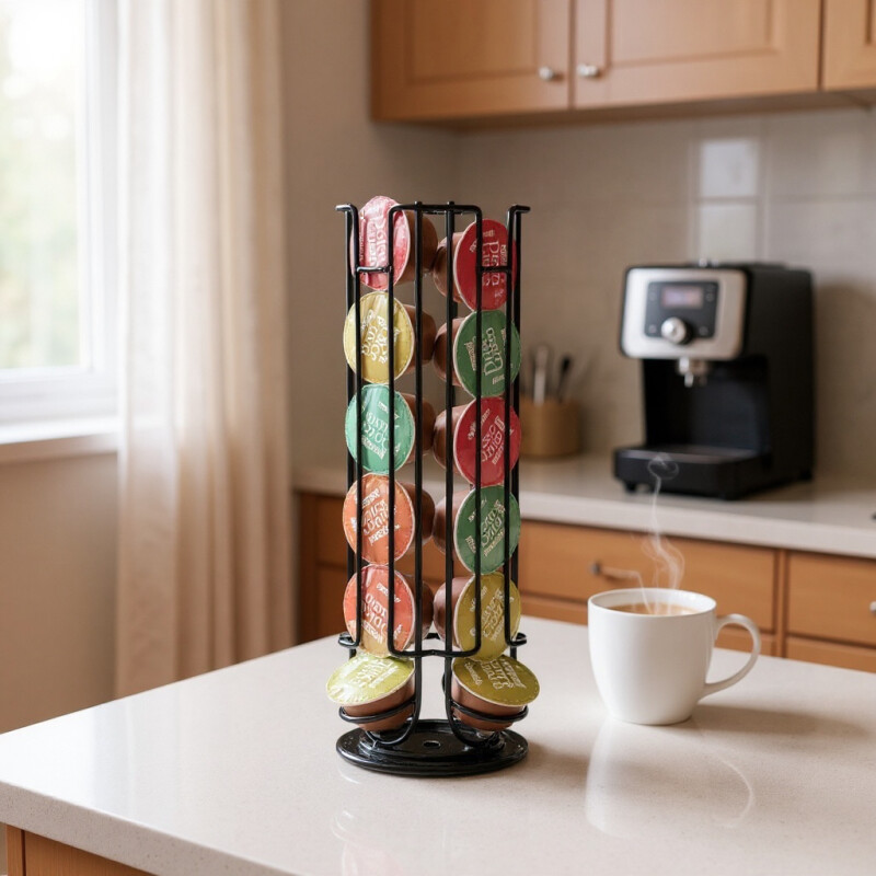 Soporte Giratorio Para 24 Capsulas De Café Negro