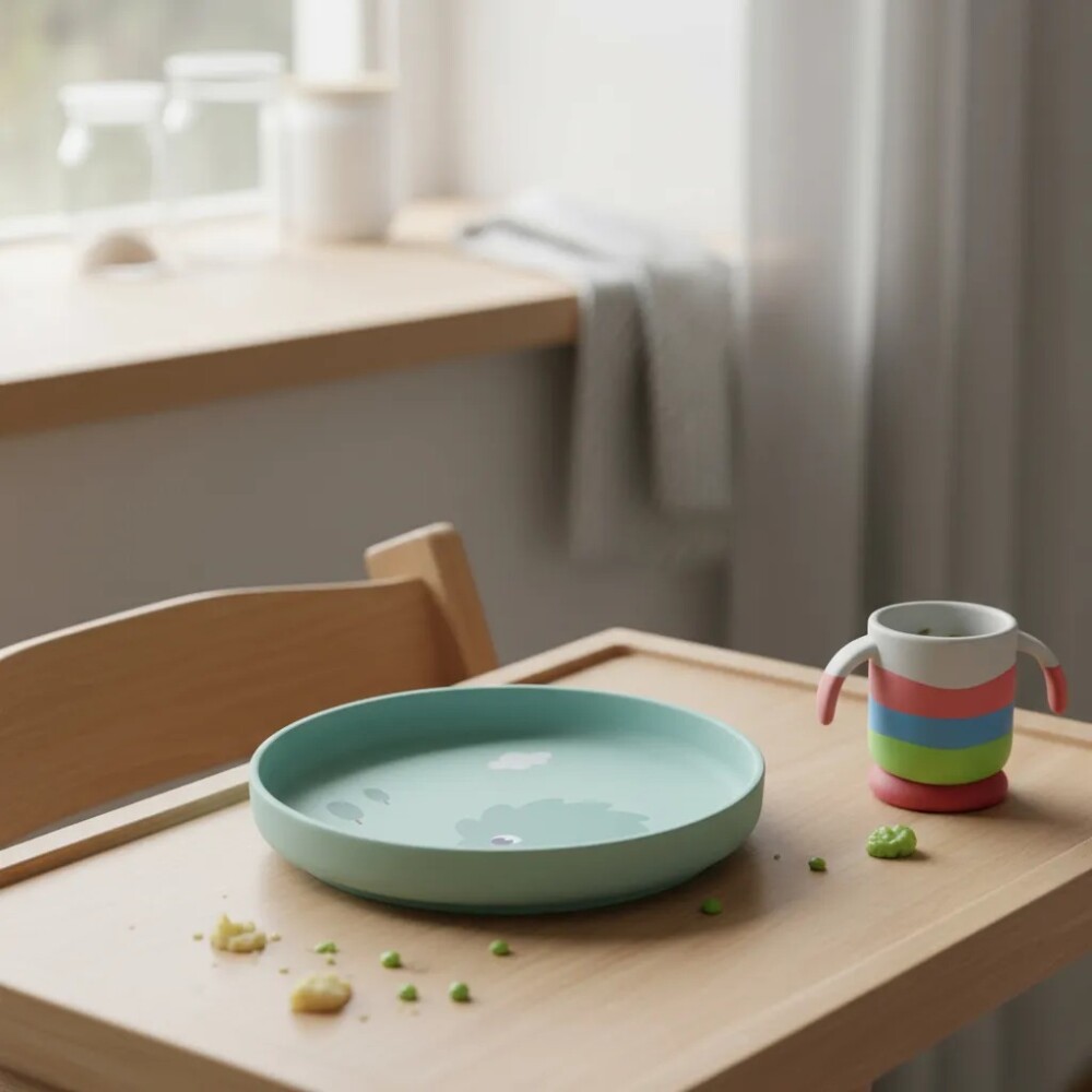 Plato con ventosa BUBA cloudy verde