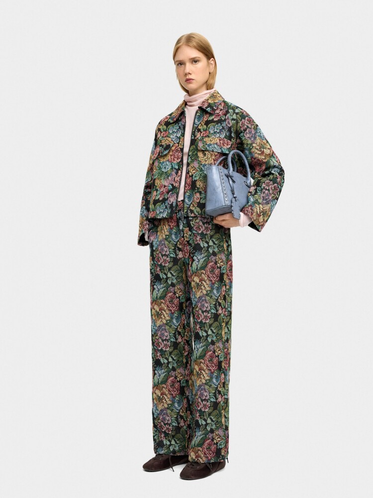 Pantalón Jacquard Floral multicolor