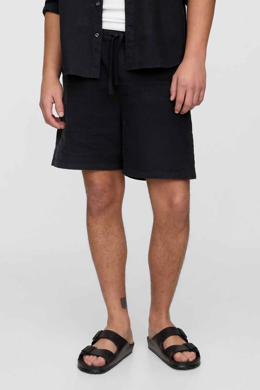 Short De Lino Easy 7Inch Hombre Black 1