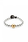 PULSERA DE CUENTAS DE ALEACIÓN DE METALES BAÑADAS EN PLATA DE LEY Y CUENTA CENTRAL BAÑADA EN ORO 18K Pulsera