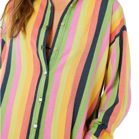 Camisa Rip Curl Neon Stripe Relaxed Shirt Multicolor