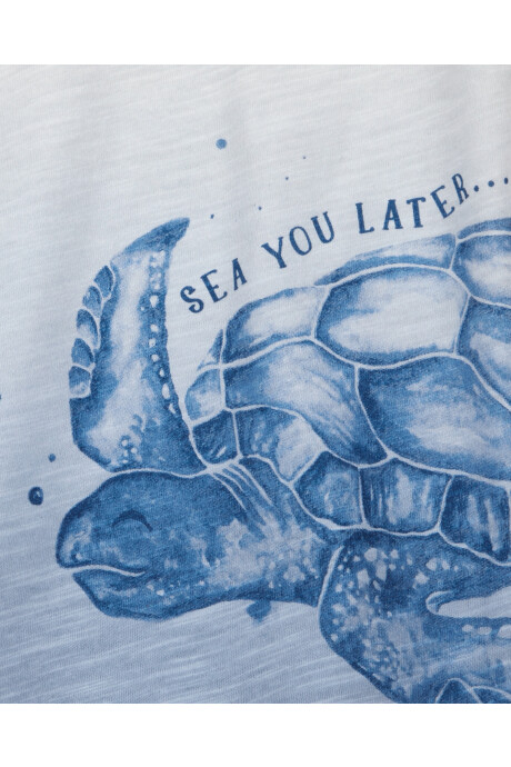 Remera de algodón, manga corta, estampa tortugas Sin color