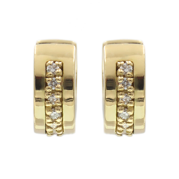 Caravanas, aros anchos de oro amarillo 18k y brillantes N8793 Caravanas, aros anchos de oro amarillo 18k y brillantes N8793