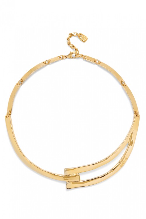 COLLAR RIGIDO DE ALEACIÓN DE METALES BAÑADA EN ORO DE 18K Colgante