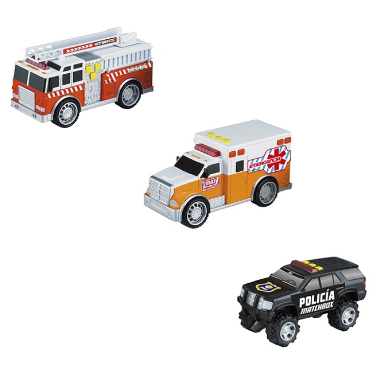 Camión De Emergencia Luz Y Sonido, Ambulancia, Policía, Bomberos Match Box MATCH BOX - CAMION DE EMERGENCIA LUZ Y SONIDO. SURTDO AMBULANCIA, POLICIA, BOMBEROS