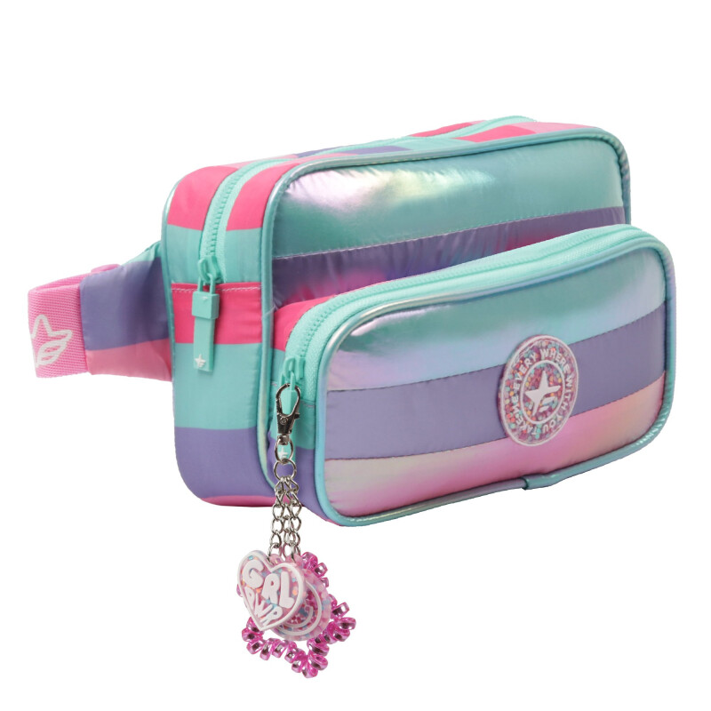Bandolera Footy Emoticon Verde Agua - Violeta - Rosado