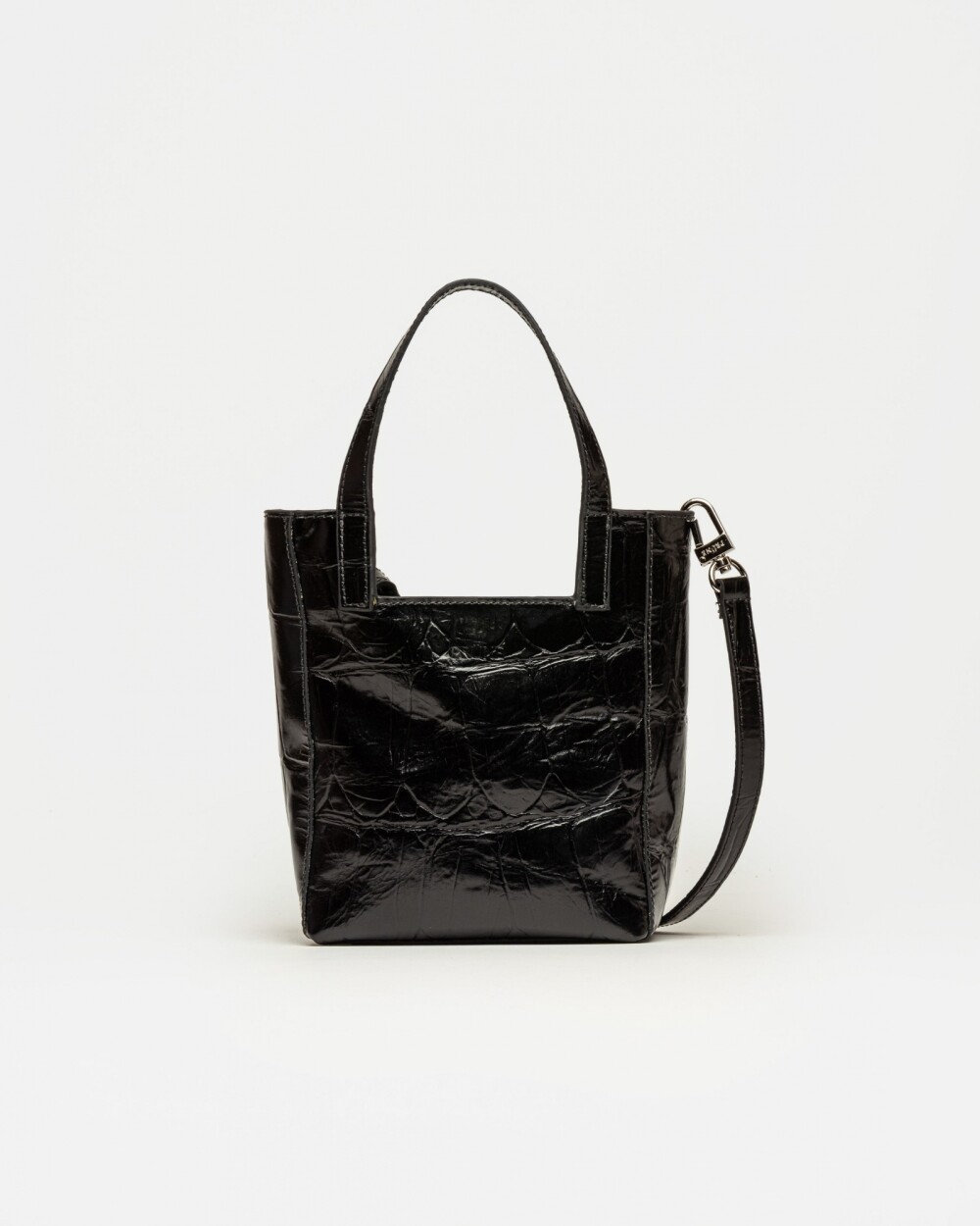 Mini Bag The Icon en cuero grabado big croco Negro