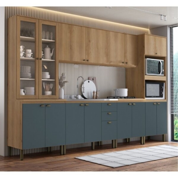 COCINA MODULADA 3,51 MT CAPUCCINO/AZUL - FINESSE COCINA MODULADA 3,51 MT CAPUCCINO/AZUL - FINESSE