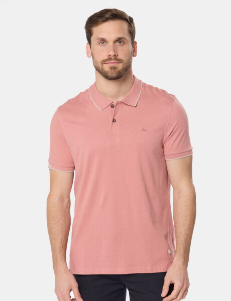 REMERA POLO JERSEY RAYADA Coral